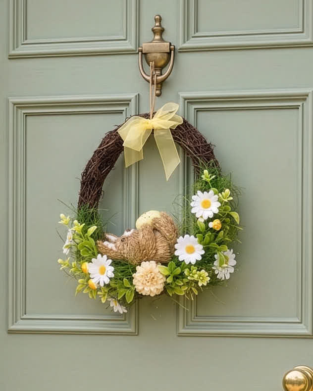 Easter Bunny Floral Wreath