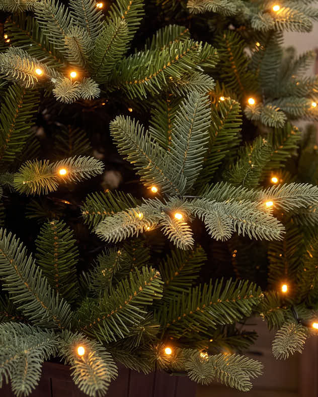 Pre-Lit Fir Christmas Tree in Faux Wood Pot 7ft