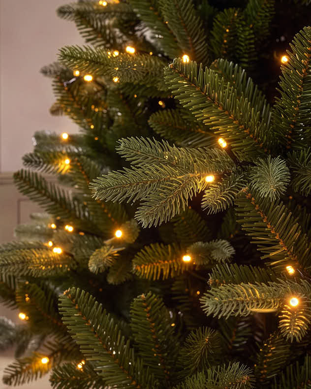 Pre-Lit Fir Christmas Tree in Faux Wood Pot 7ft