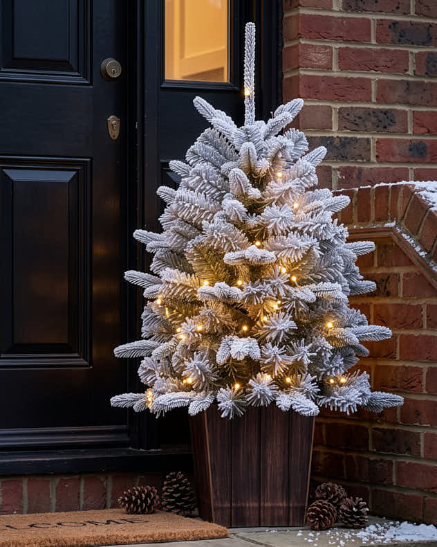 Winterlight Frosted Artificial Front Door Tree 3ft