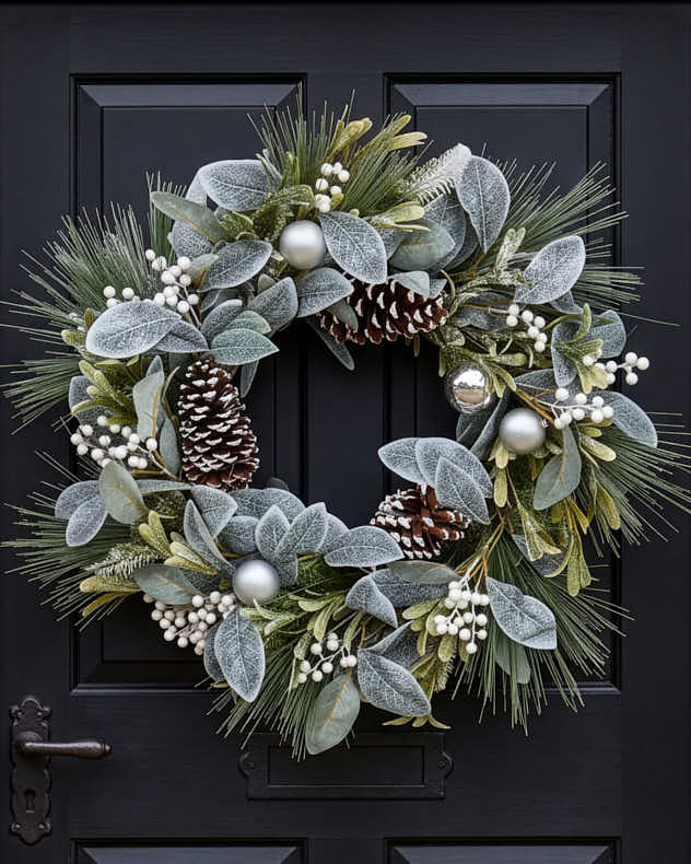 Silver Bauble Wreath 24"