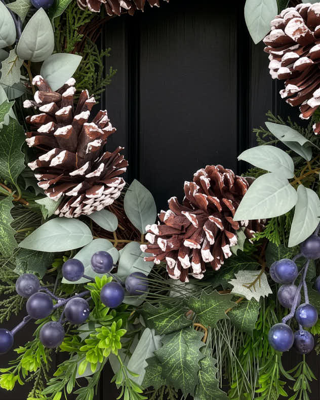Frosted Pine Cone Wreath 24"