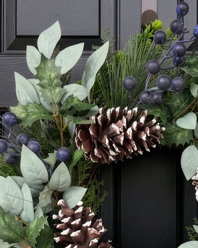 Frosted Pine Cone Wreath 24"