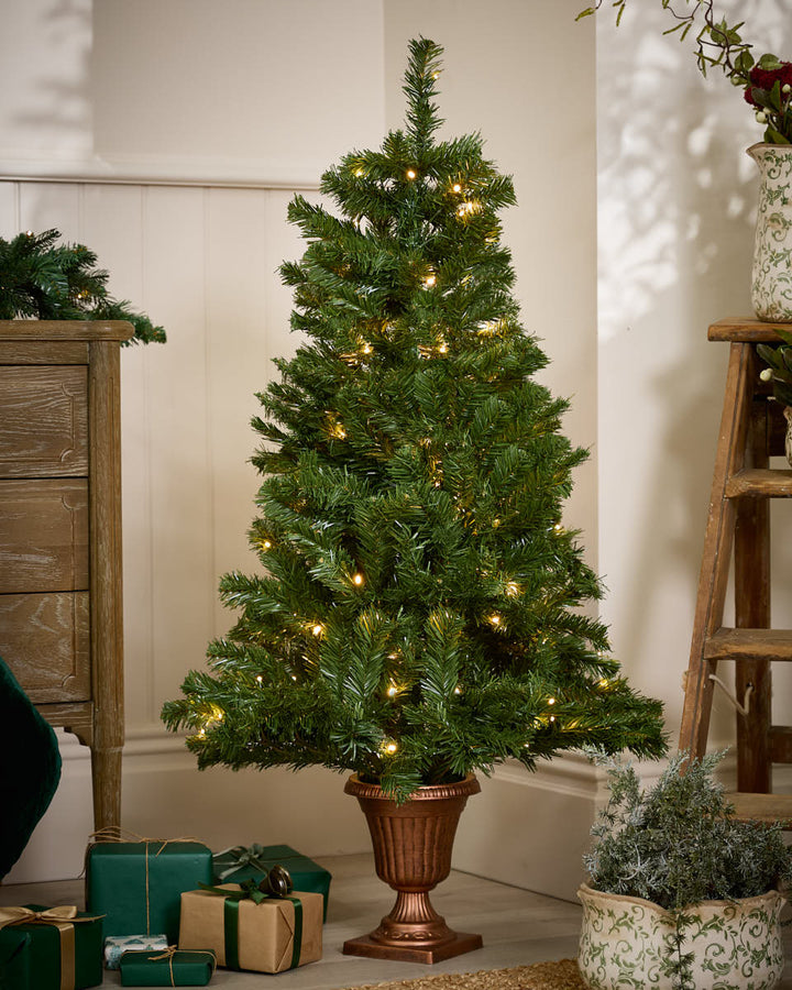 Pre-Lit Fir Christmas Tree in Urn Pot 4ft