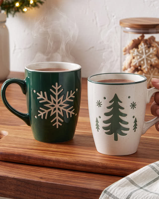 Set of 2 Snowy Forest Mugs