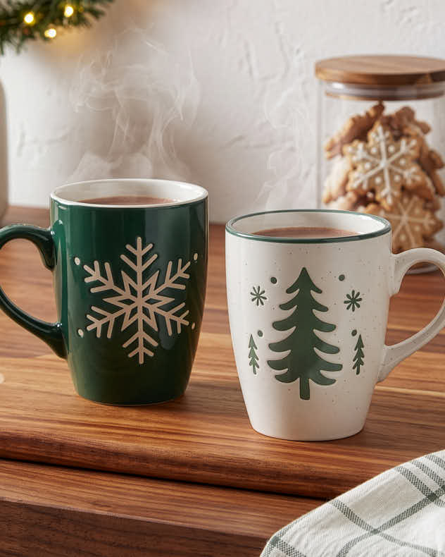 Set of 2 Snowy Forest Mugs