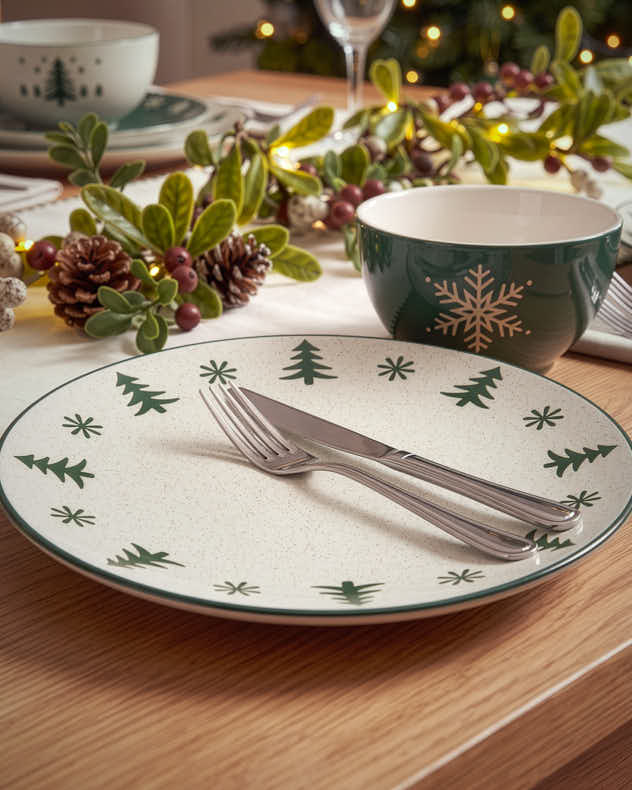 Snowy Forest Stoneware Dinner Plates