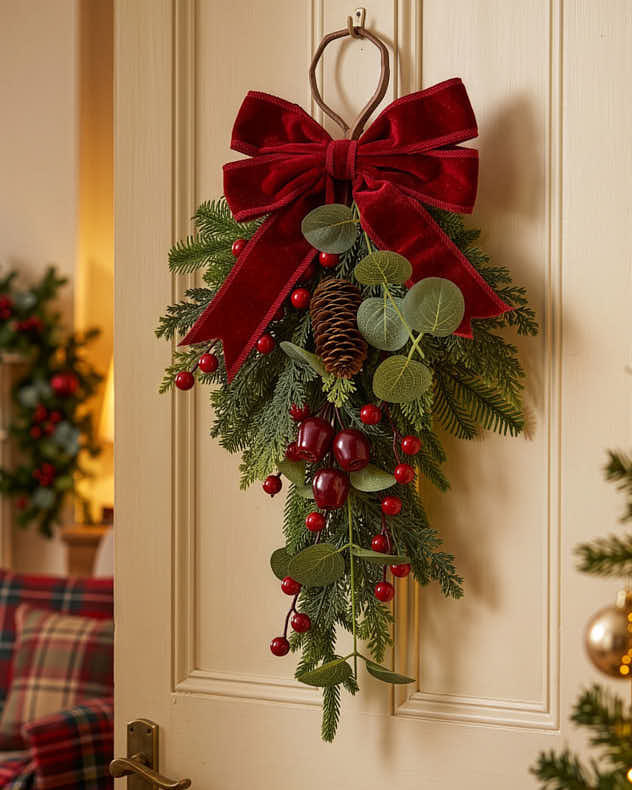 Merlot Yule Teardrop Swag 15"