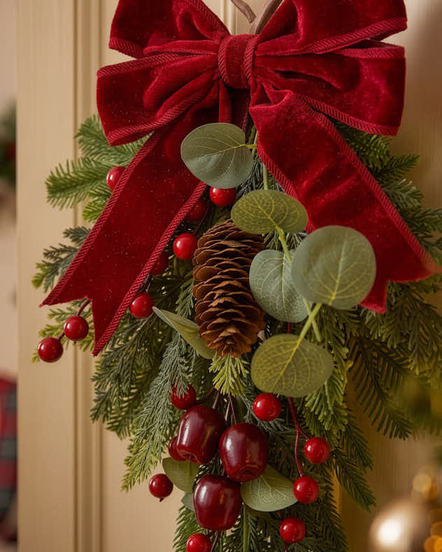 Merlot Yule Teardrop Swag 15"