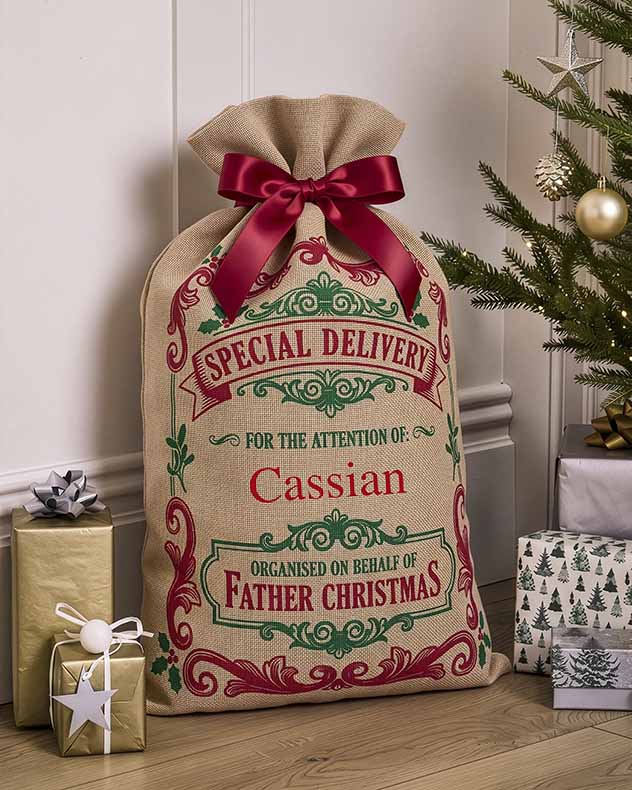 Personalised Jute Christmas Gift Sack