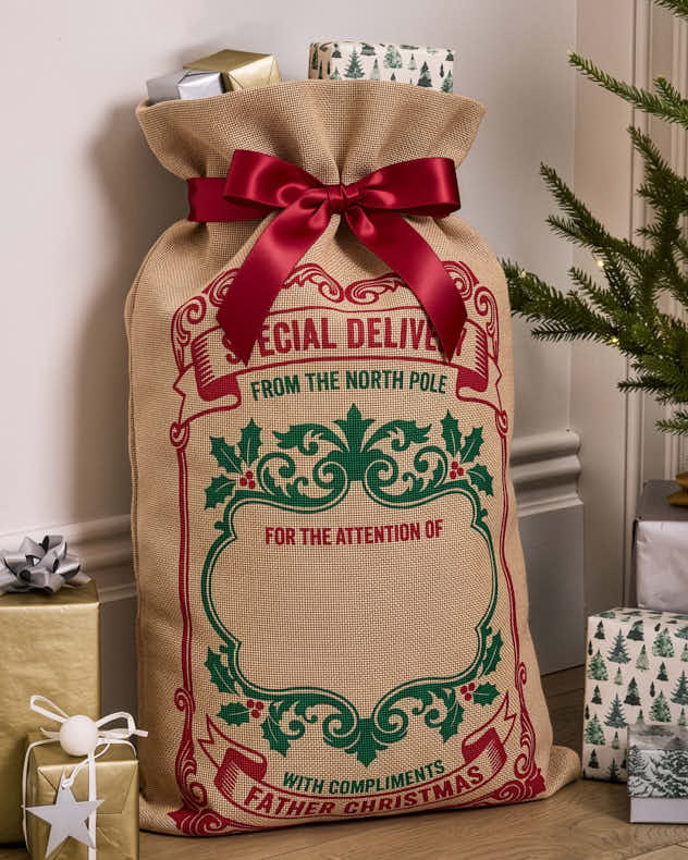 Personalised Holly Christmas Gift Sack