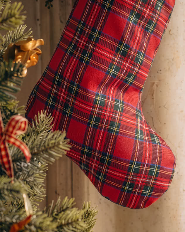 Personalised Chelsea Red Tartan Christmas Stocking