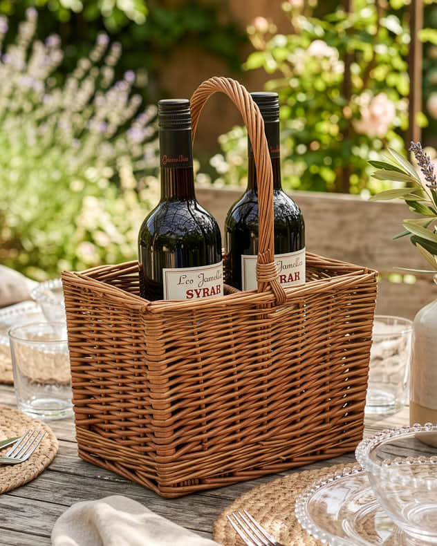 Wicker Double Bottle Wine Carrier