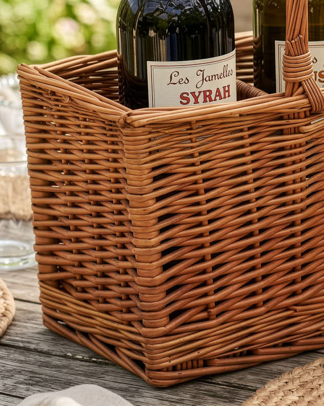 Wicker Double Bottle Wine Carrier
