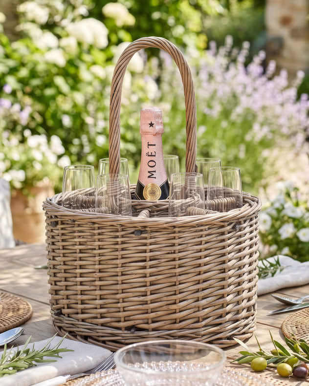Wicker Bottle and Glass Holder