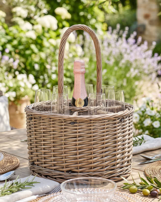 Wicker Bottle and Glass Holder
