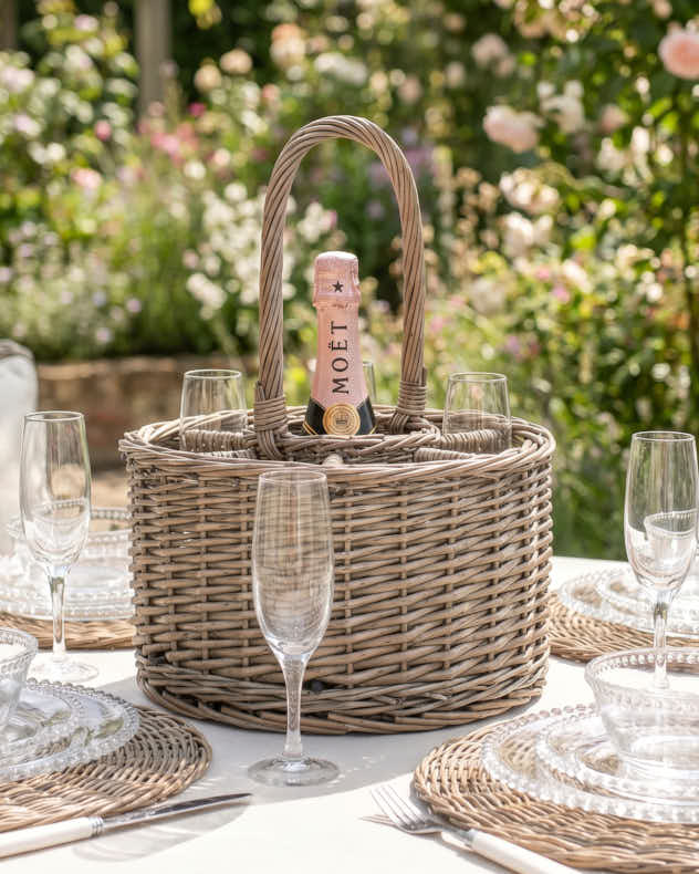 Wicker Bottle and Glass Holder