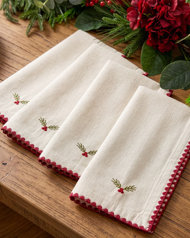 Set of 4 Hulver Embroidered Napkins
