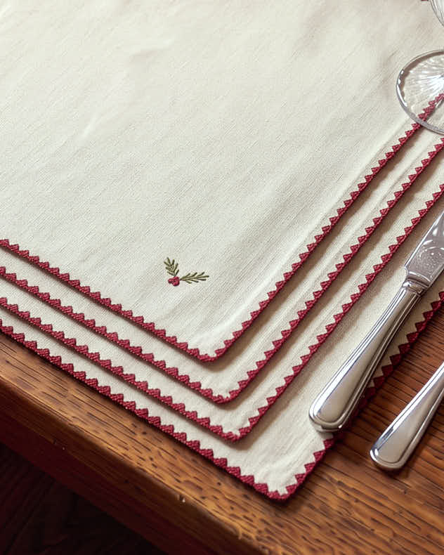 Set of 4 Hulver Embroidered Placemats