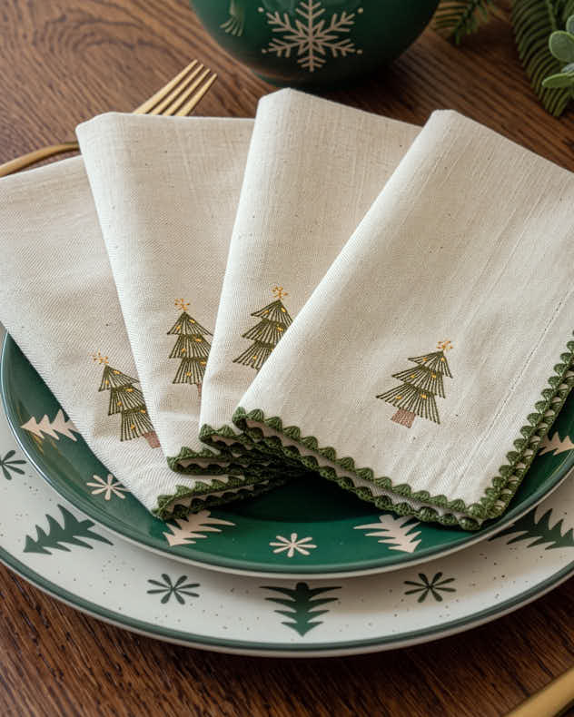 Set of 4 Jól Embroidered Napkins