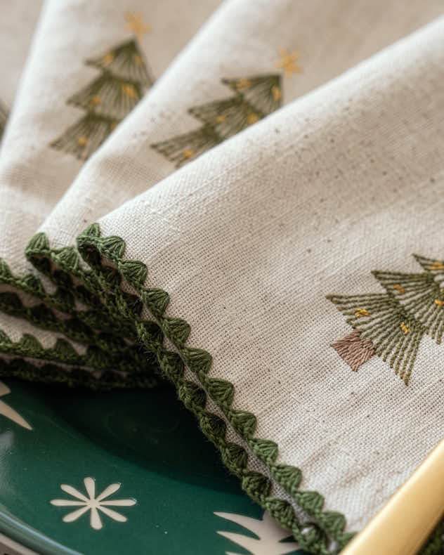 Set of 4 Jól Embroidered Napkins