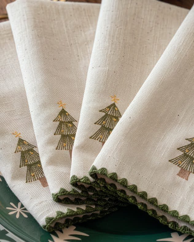 Set of 4 Jól Embroidered Napkins