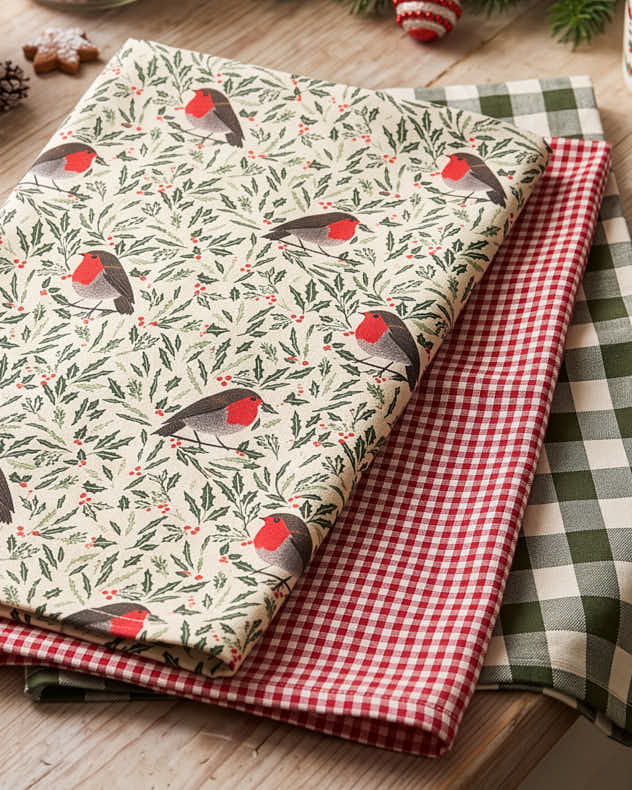 Set of 3 Eastbury Robin Tea Towels