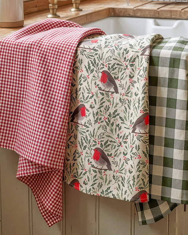 Set of 3 Eastbury Robin Tea Towels