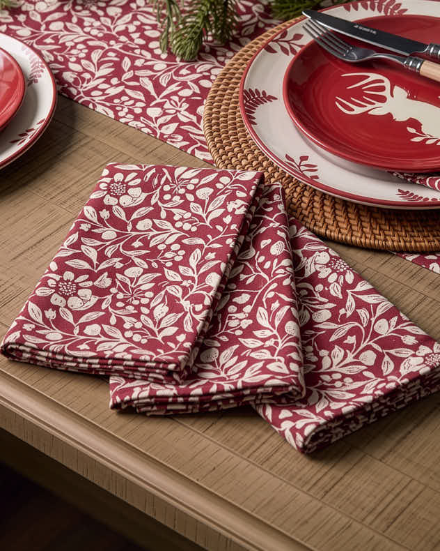 Set of 4 Merlot Bramble Napkins