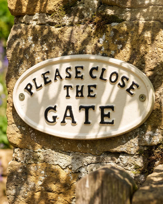 "Please Close The Gate" Iron Wall Plaque