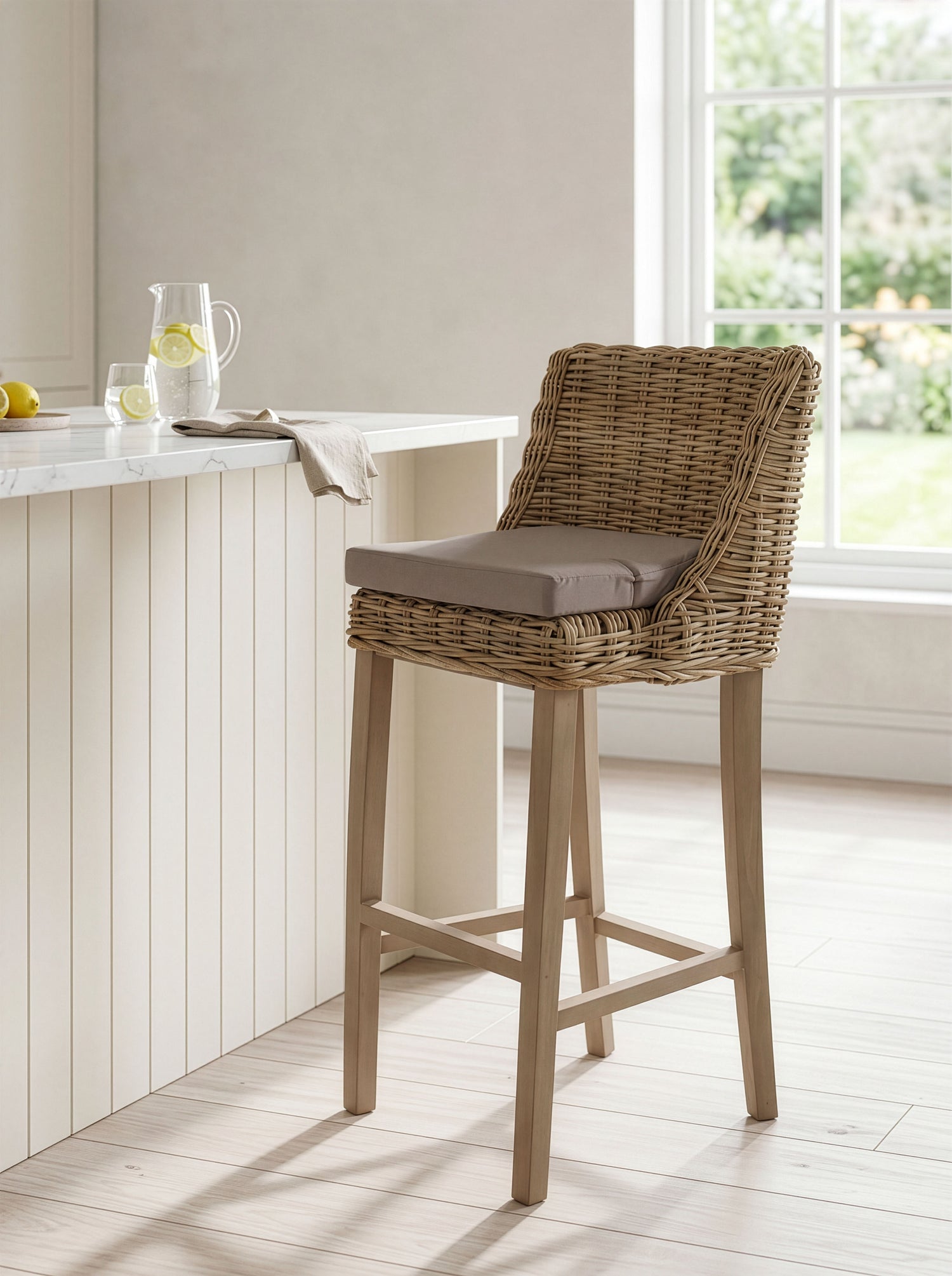 Wicker Bar Stools Set of 2