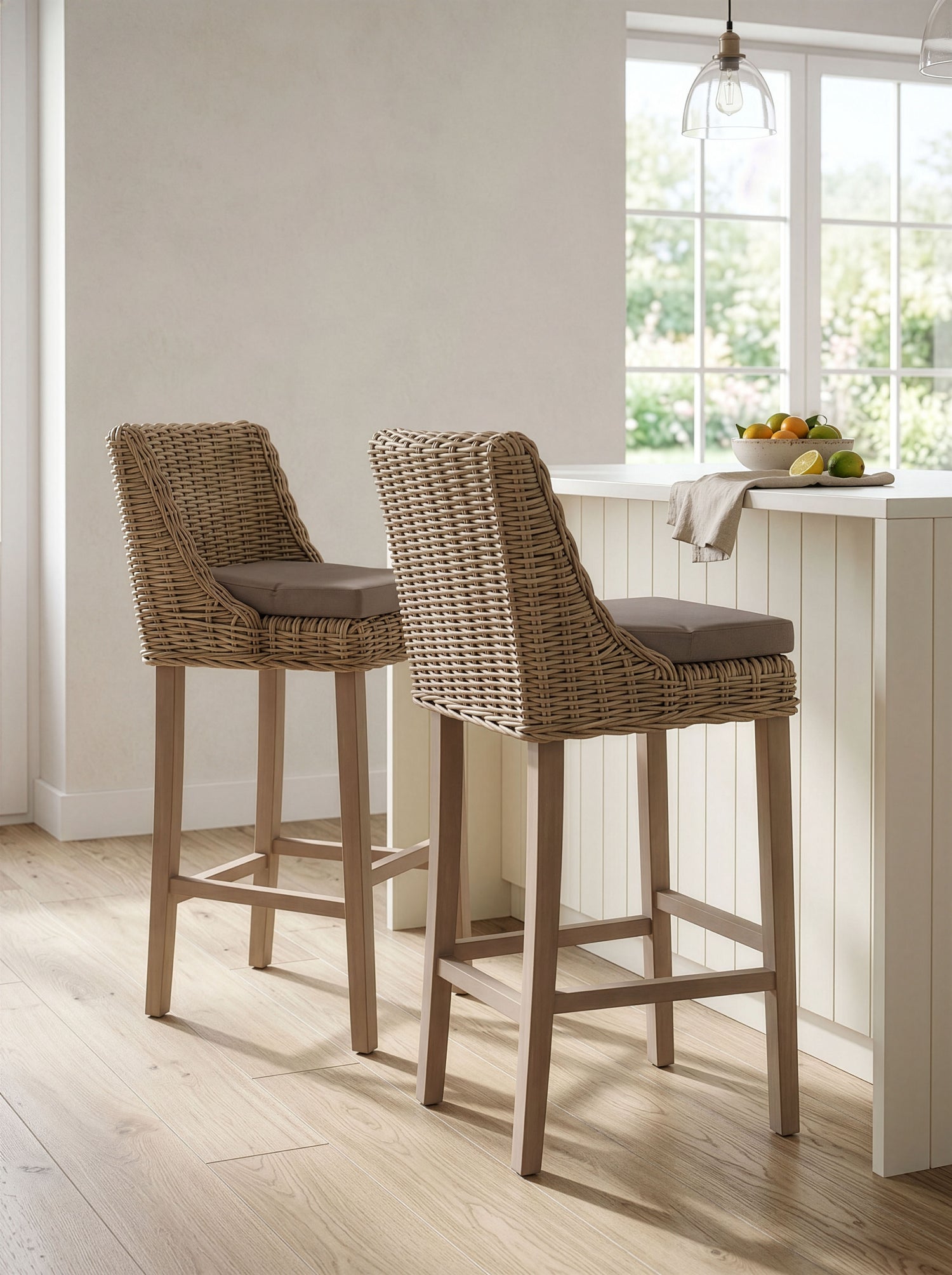 Wicker Bar Stools Set of 2