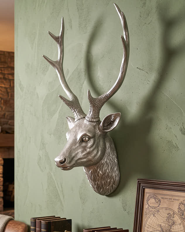 Silver Wall Stag Head