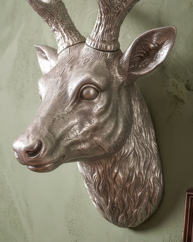 Silver Wall Stag Head