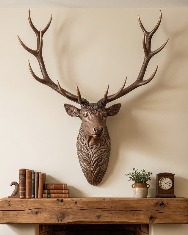 Giant Bronze Wall Stag Head