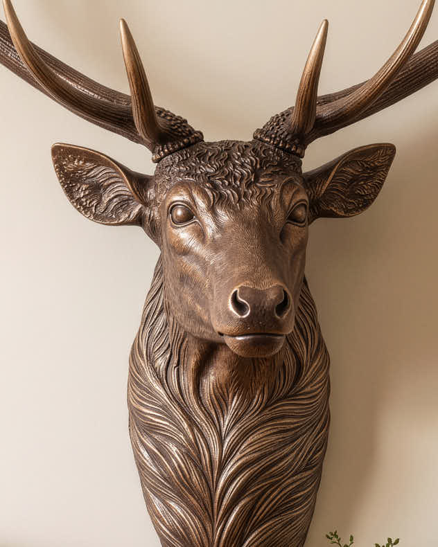 Giant Bronze Wall Stag Head