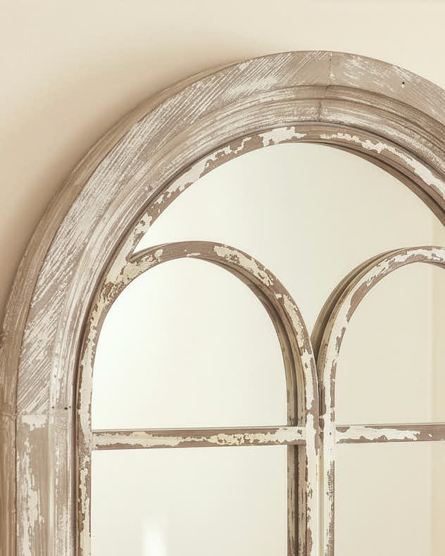 Light Washed Wood Arch Panel Mirror