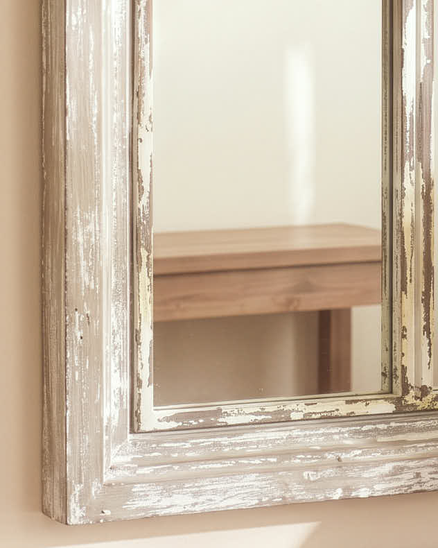 Light Washed Wood Arch Panel Mirror