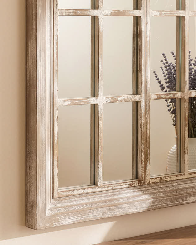 Light Washed Wood Arch Panel Mirror