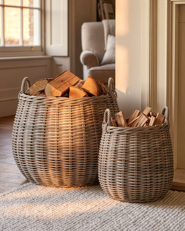 Set of 2 Henley Wicker Storage Baskets