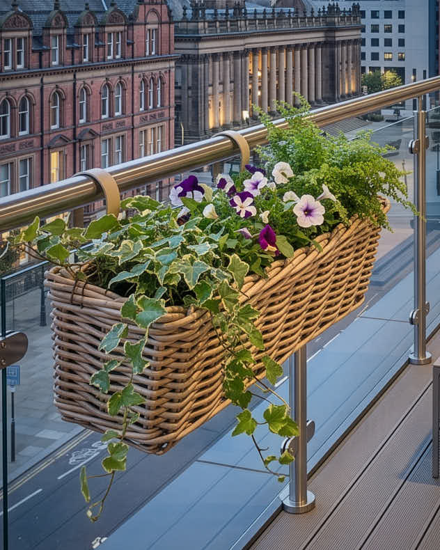 Lined Balcony Planter Basket