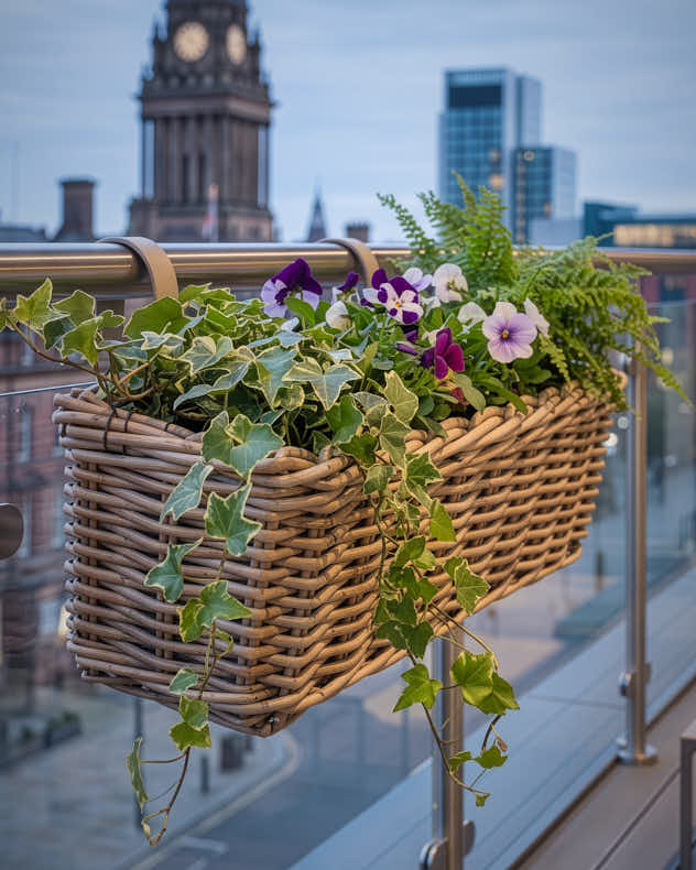 Lined Balcony Planter Basket