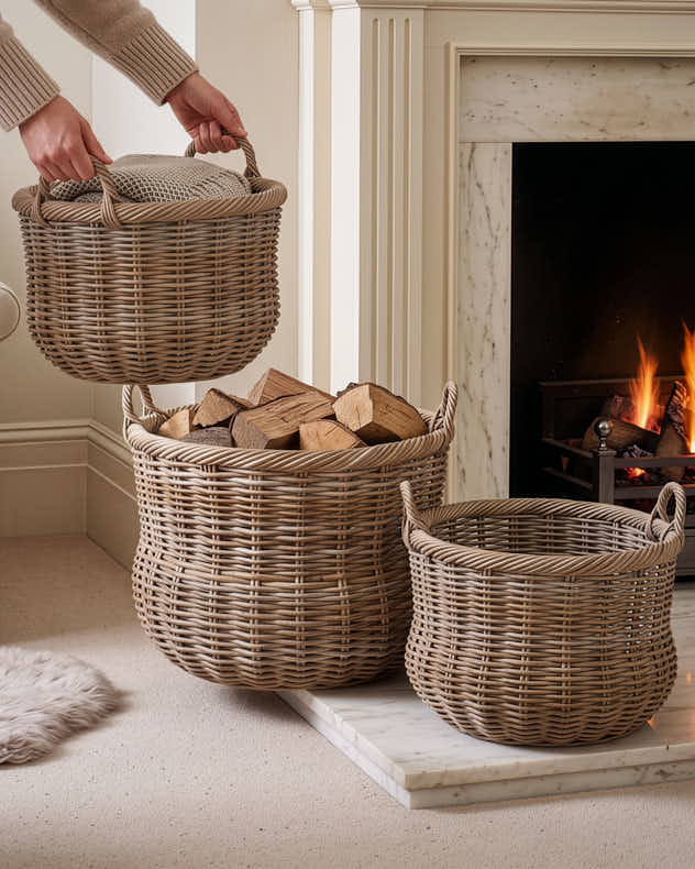 Set of 3 Heritage Multitone Wicker Baskets