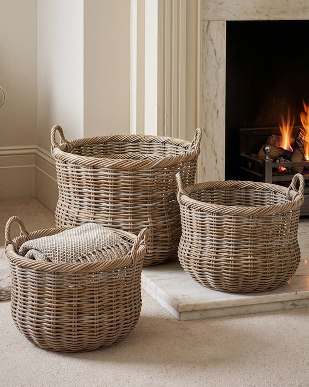 Set of 3 Heritage Multitone Wicker Baskets
