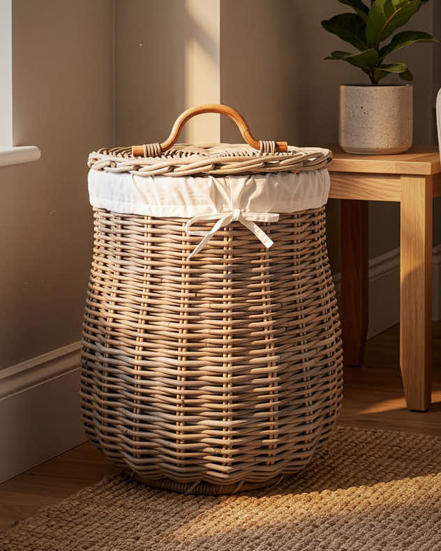 Beaumont Lined Wicker Laundry Hamper