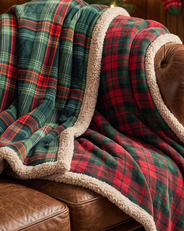 Red and Green Tartan Throw Collection