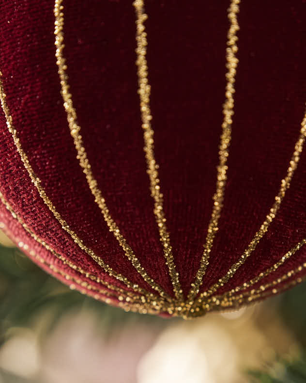 Red and Gold Striped Christmas Bauble