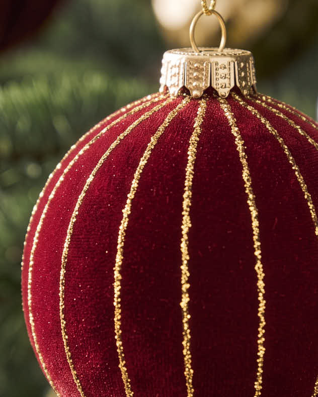 Red and Gold Striped Christmas Bauble