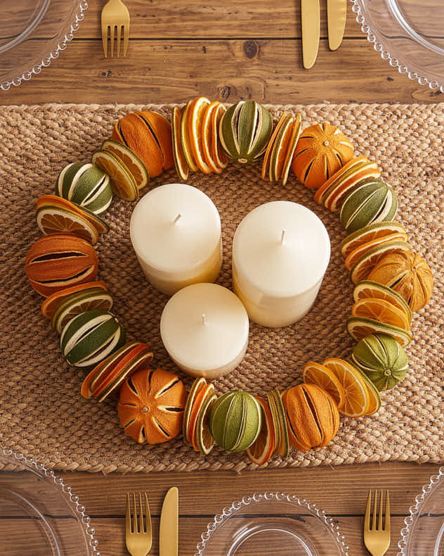 Citrus Orange and Lime Table Wreath 26cm