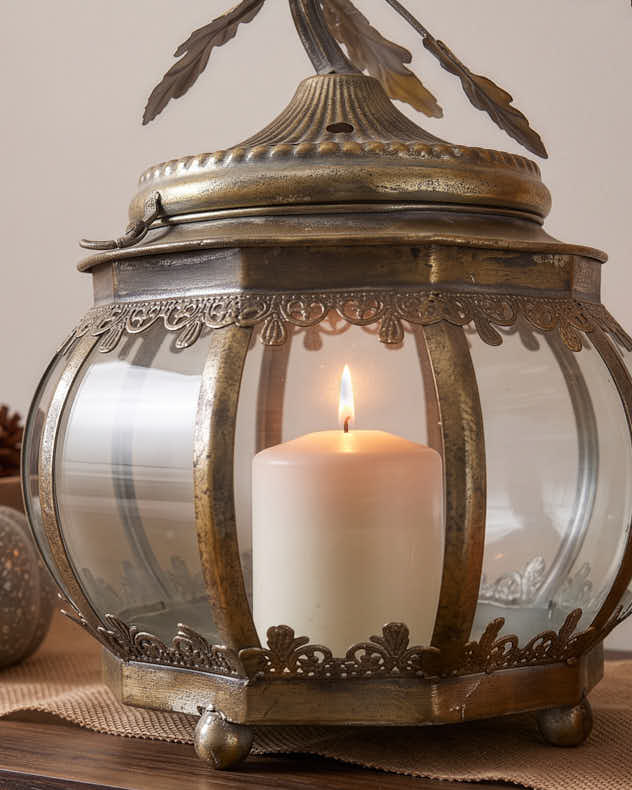 Large Glass Pumpkin Candle Lantern